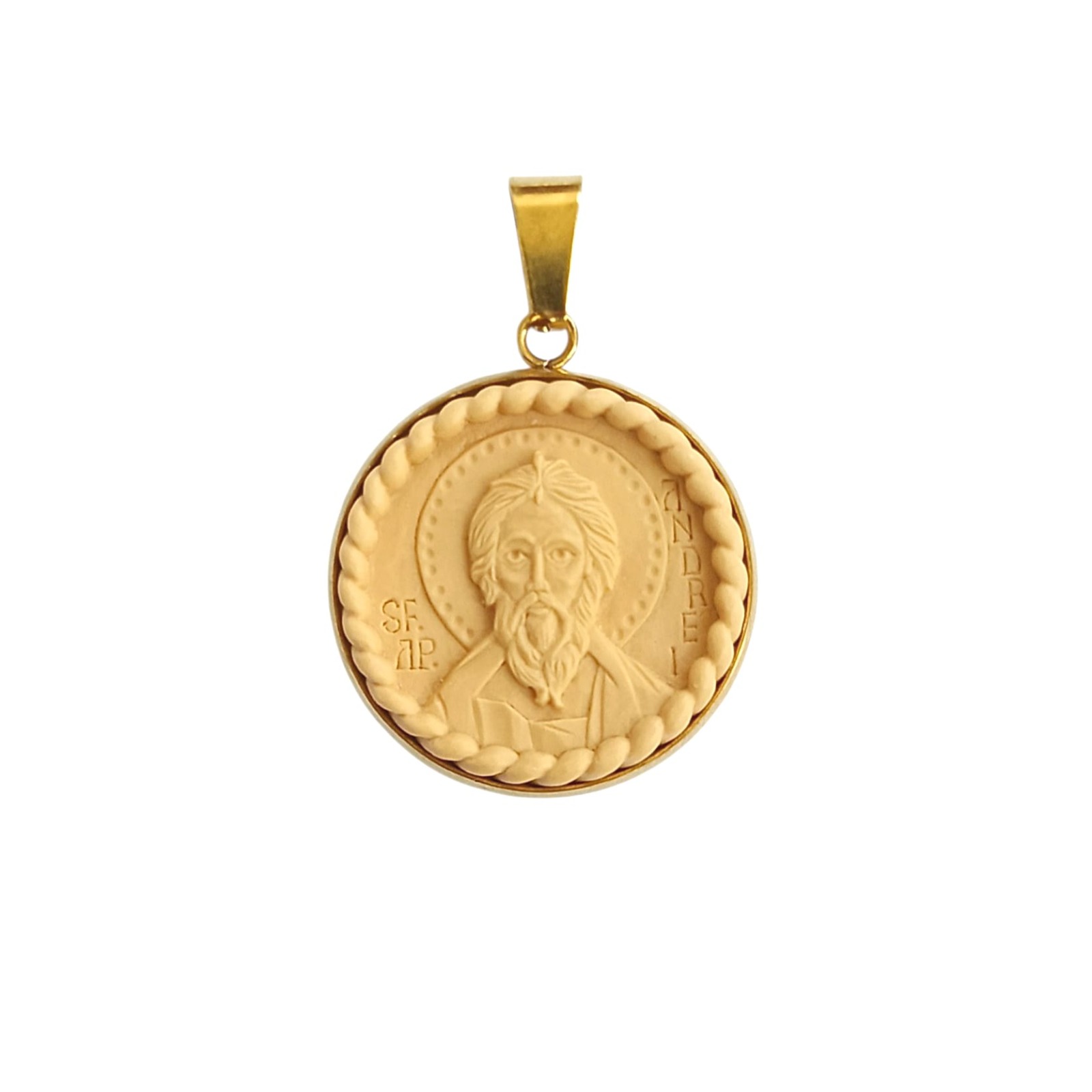 Medalion Sfantul Apostol Andrei - Crem sienna